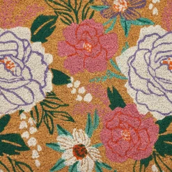 Colorful Flowers Outdoor Coir Doormat, 18x30