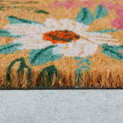 Colorful Flowers Outdoor Coir Doormat, 18x30