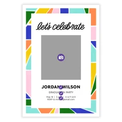 Colorful Geometric Border Flat Graduation Party Invitation