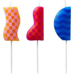 Colorful Geo Party Candles, Pack of 3