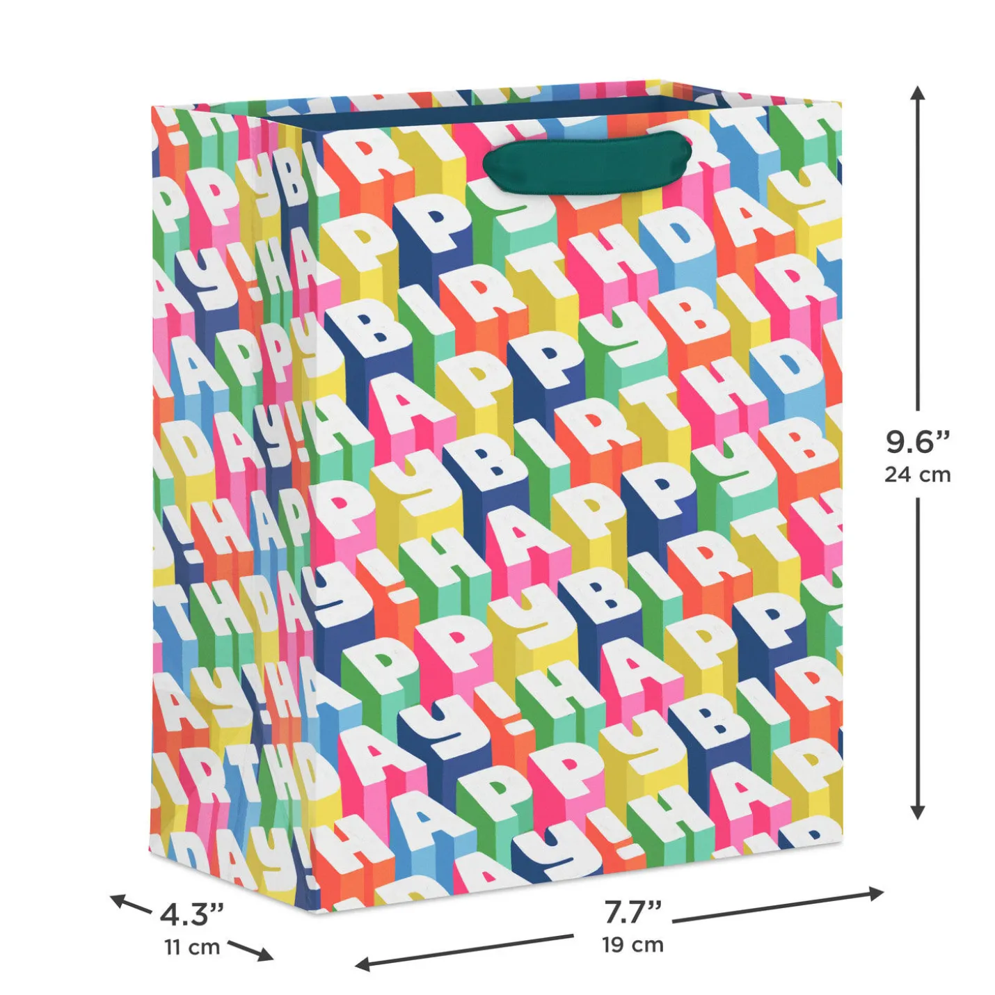 9.6" Colorful Happy Birthday Medium Gift Bag