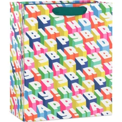 9.6" Colorful Happy Birthday Medium Gift Bag