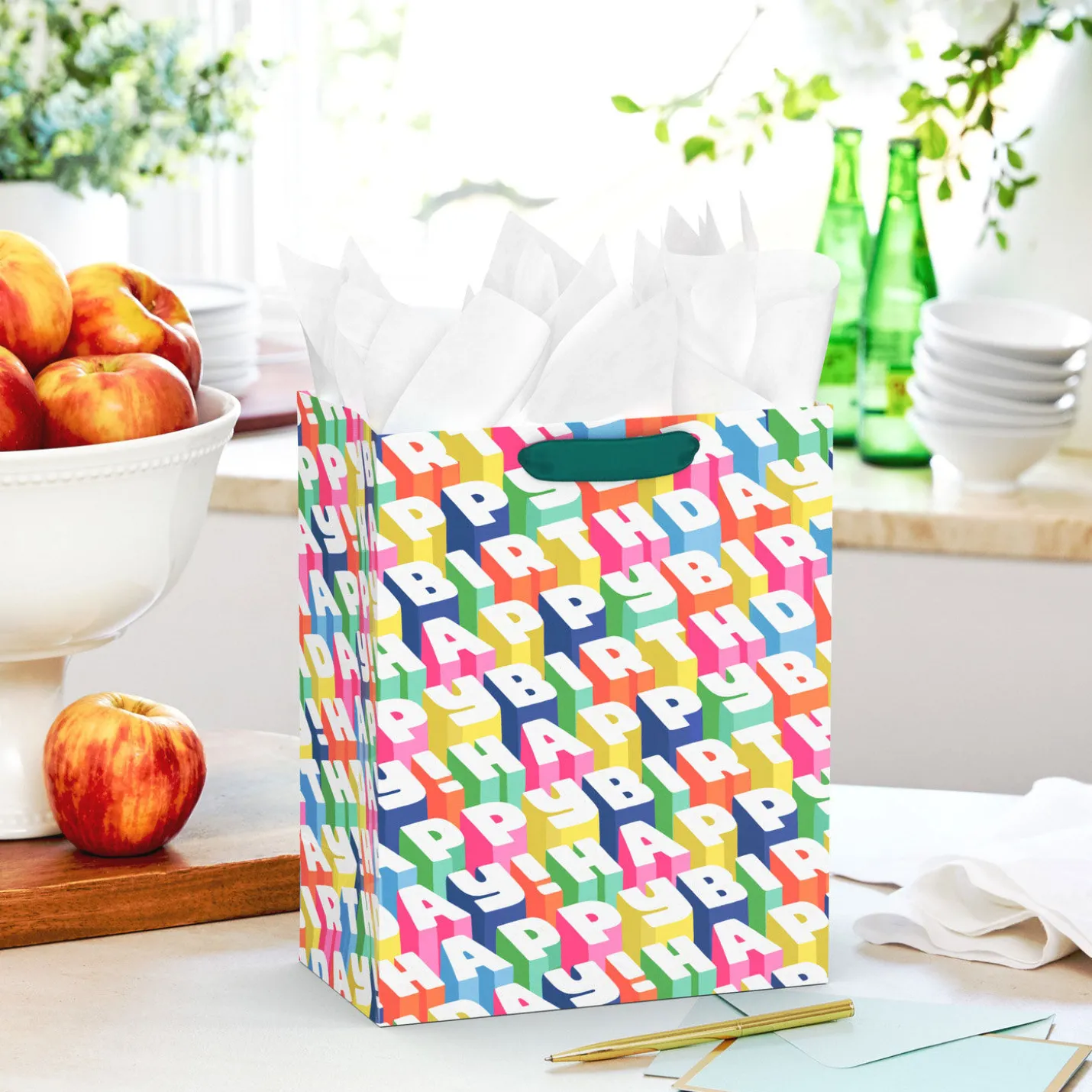 9.6" Colorful Happy Birthday Medium Gift Bag