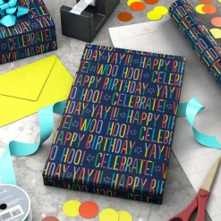 Colorful Happy Birthday Wishes Wrapping Paper, 20 sq. ft.