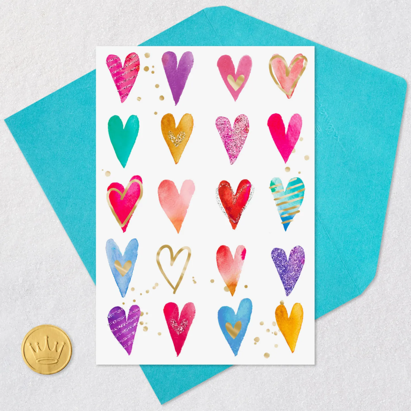 Colorful Hearts Blank Card
