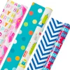 Colorful Kid Birthday 3-Pack Reversible Wrapping Paper, 120 sq. ft. total