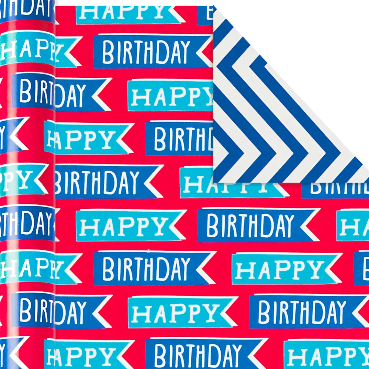 Colorful Kid Birthday 3-Pack Reversible Wrapping Paper, 120 sq. ft. total