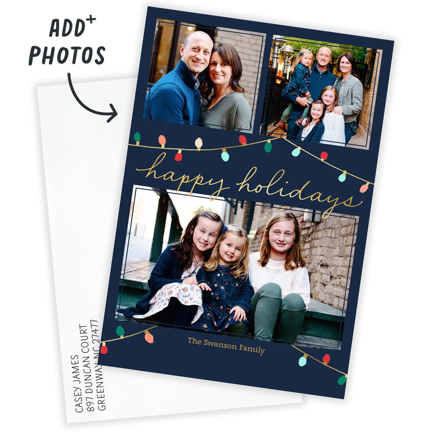 Colorful Lights Flat Holiday Photo Card