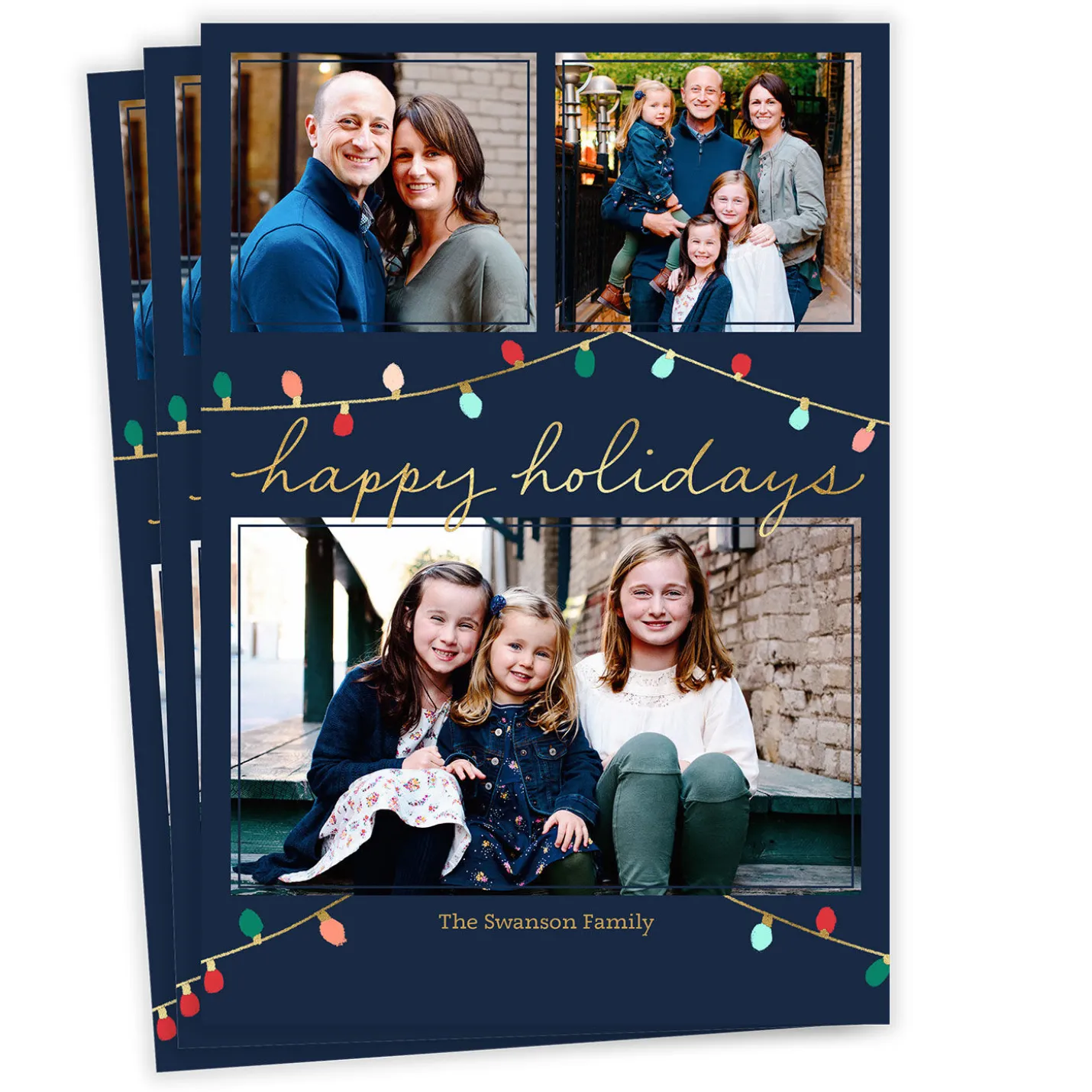Colorful Lights Flat Holiday Photo Card