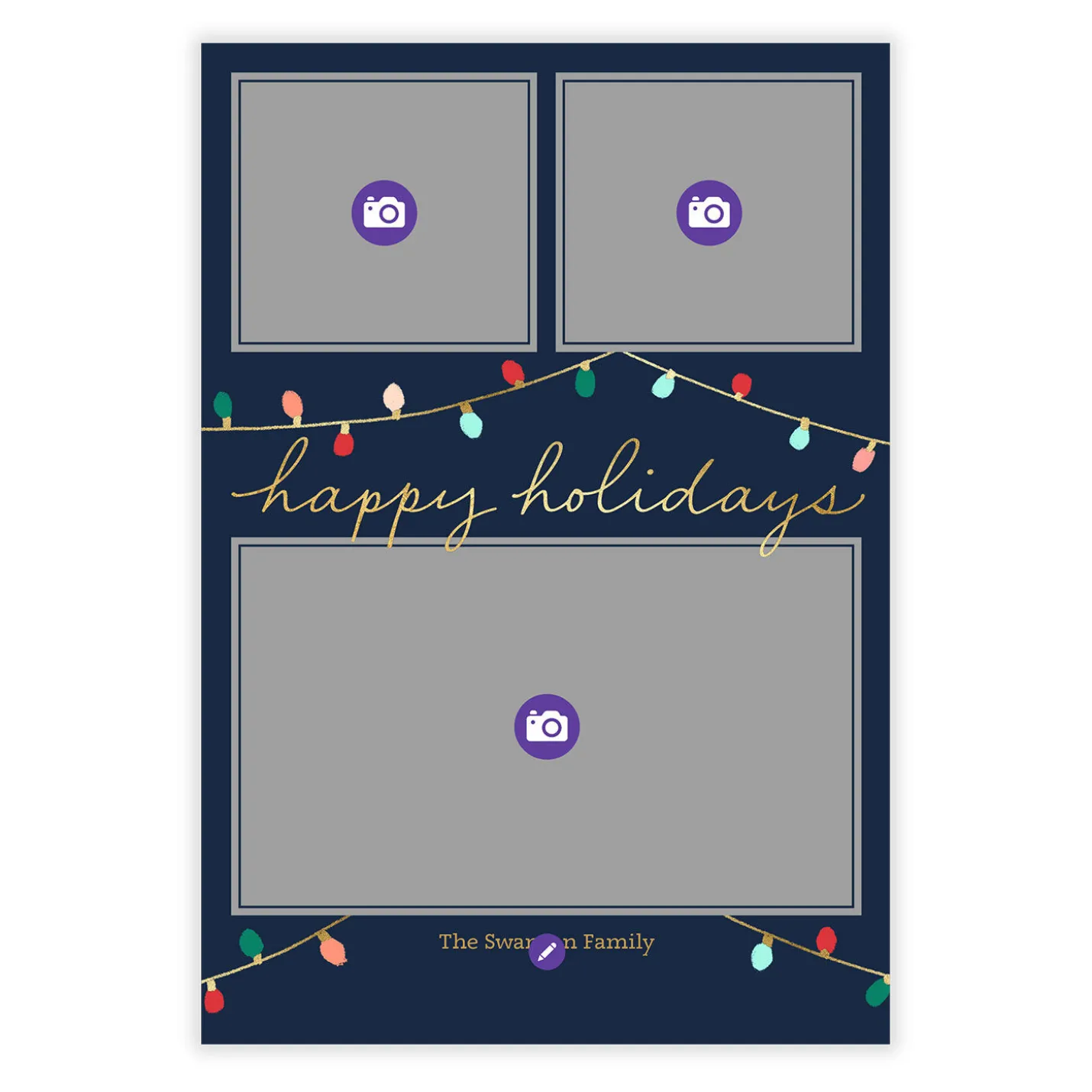 Colorful Lights Flat Holiday Photo Card