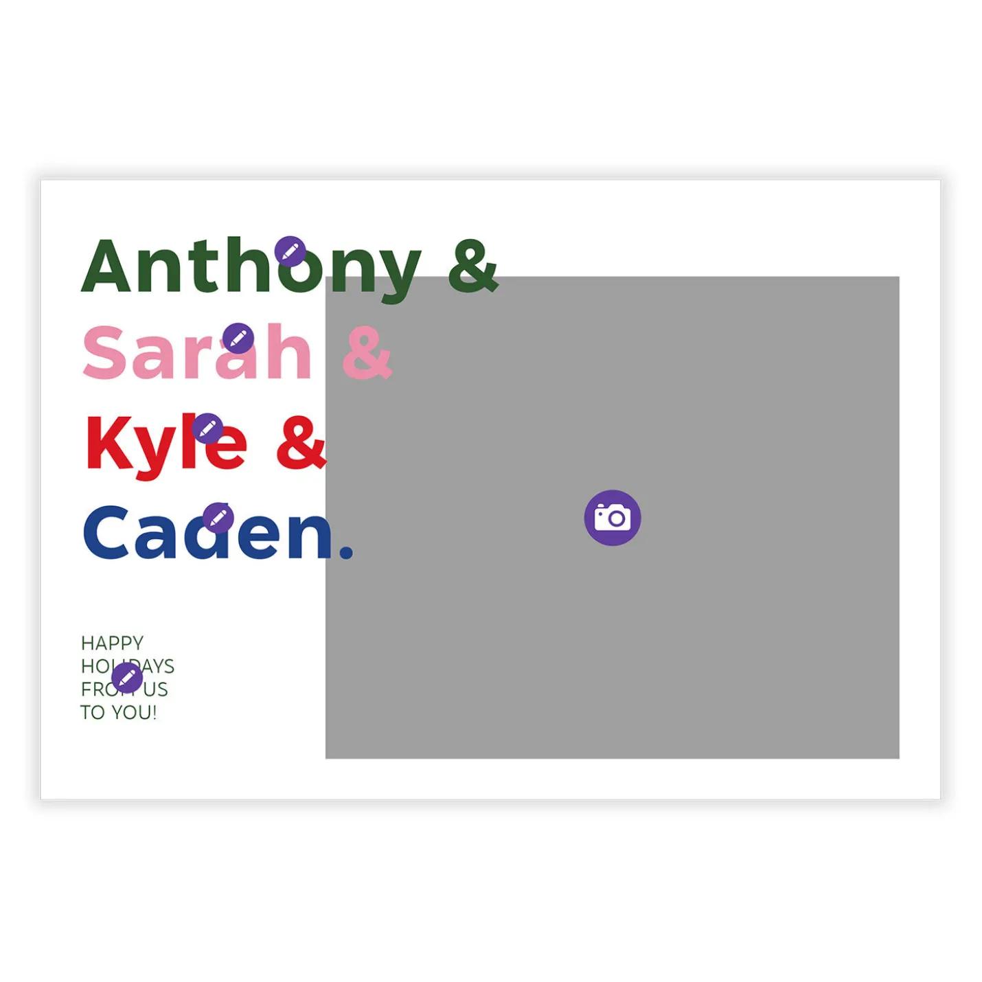 Colorful Names List Flat Holiday Photo Card