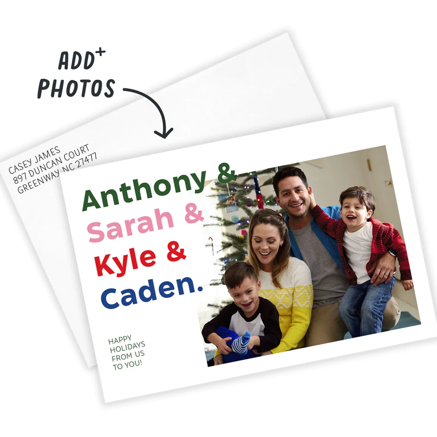 Colorful Names List Flat Holiday Photo Card