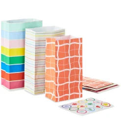Colorful 6-Pack Assortment Paper Goodie Bags With Stickers
