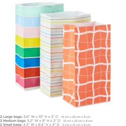 Colorful 6-Pack Assortment Paper Goodie Bags With Stickers