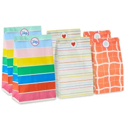 Colorful 6-Pack Assortment Paper Goodie Bags With Stickers