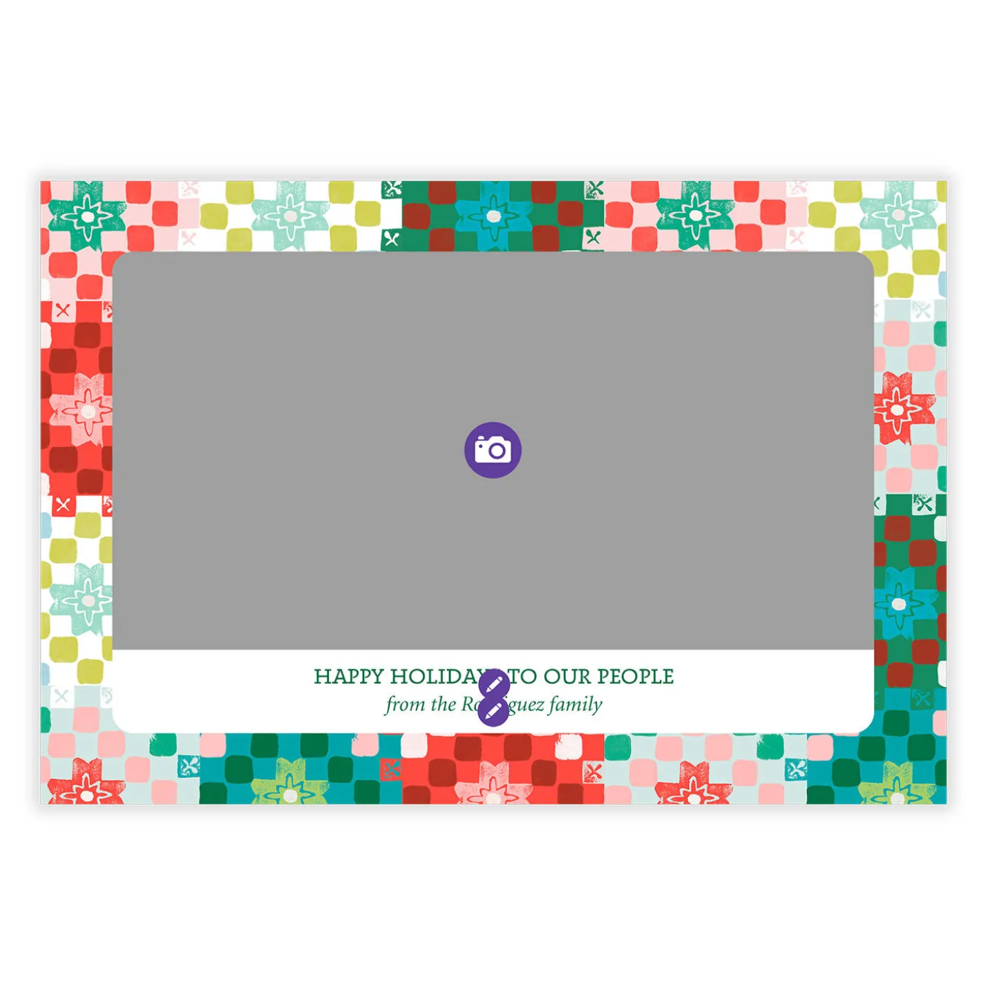 Colorful Patchwork Quilt Flat Holiday Photo Card