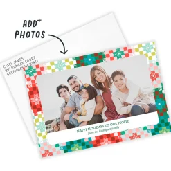 Colorful Patchwork Quilt Flat Holiday Photo Card
