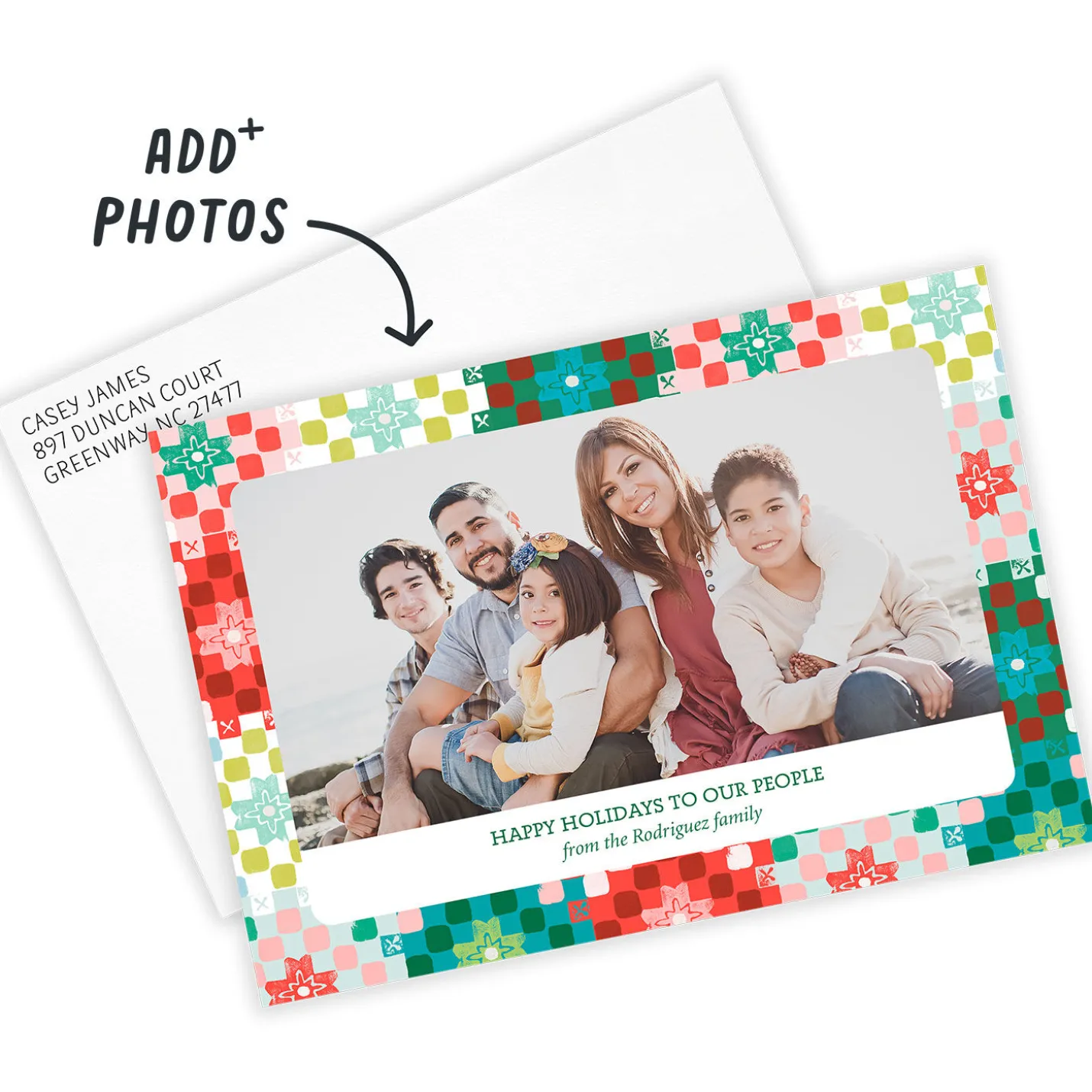 Colorful Patchwork Quilt Flat Holiday Photo Card