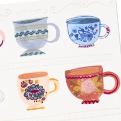 Colorful Patterned Teacups Blank Card