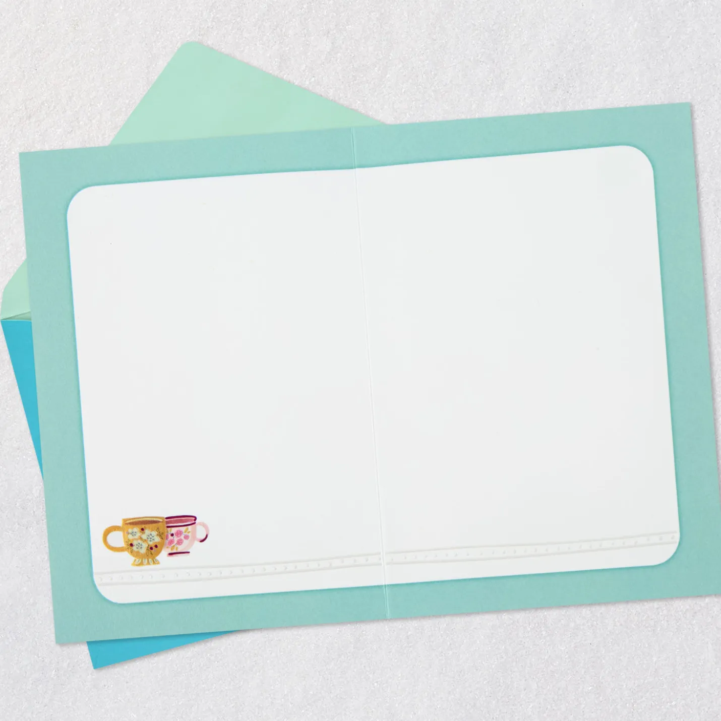 Colorful Patterned Teacups Blank Card