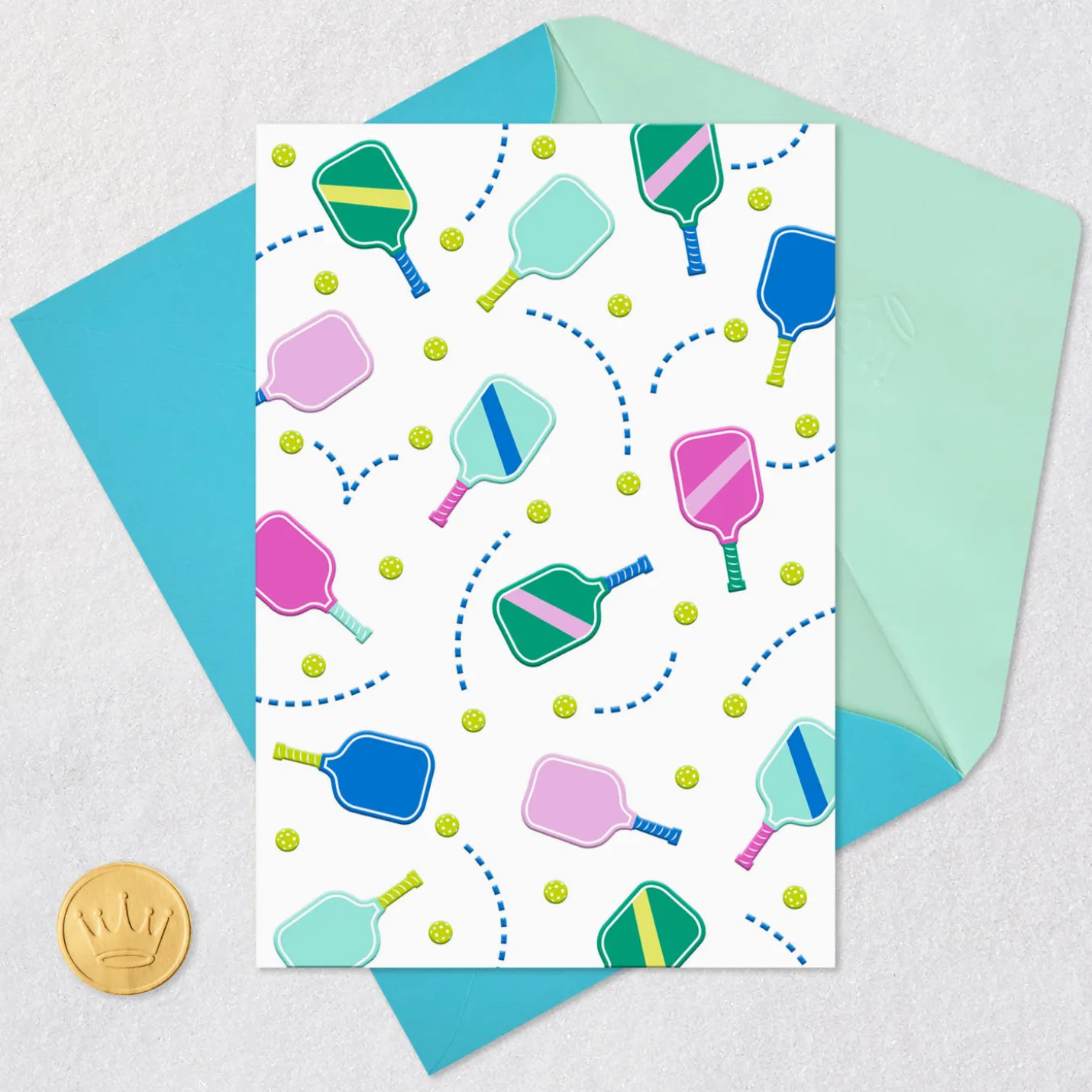 Colorful Pickleball Paddles Blank Card