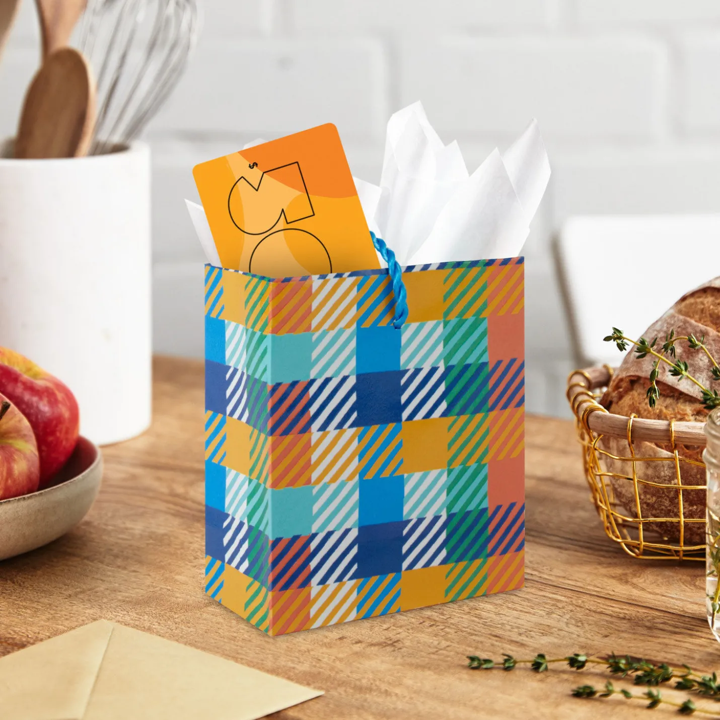 4.6" Colorful Plaid Gift Card Holder Mini Bag