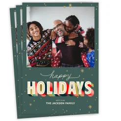 Colorful Shadowed Lettering Flat Holiday Photo Card