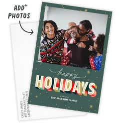 Colorful Shadowed Lettering Flat Holiday Photo Card