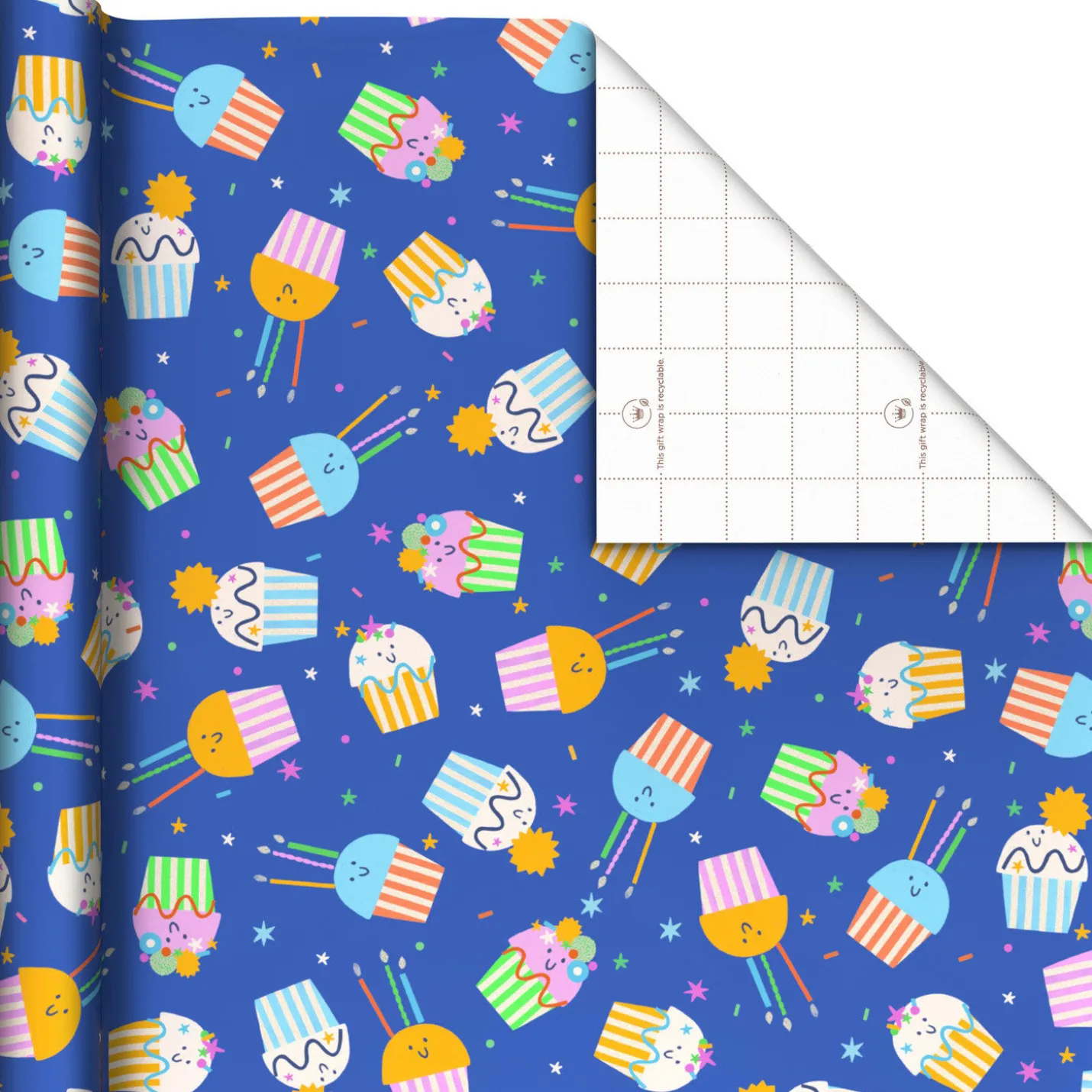Colorful Smiling Cupcakes Tall Wrapping Paper Roll, 35 sq. ft.