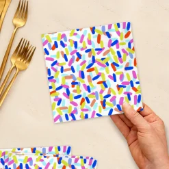 Colorful Sprinkles on White Dinner Napkins, Pack of 20