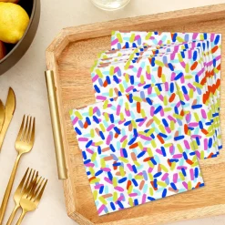 Colorful Sprinkles on White Dinner Napkins, Pack of 20