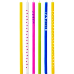Colorful Square Birthday Candles, Pack of 6