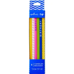 Colorful Square Birthday Candles, Pack of 6