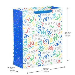 15.5" Colorful Squiggles and Party Vibes Extra-Large Gift Bag