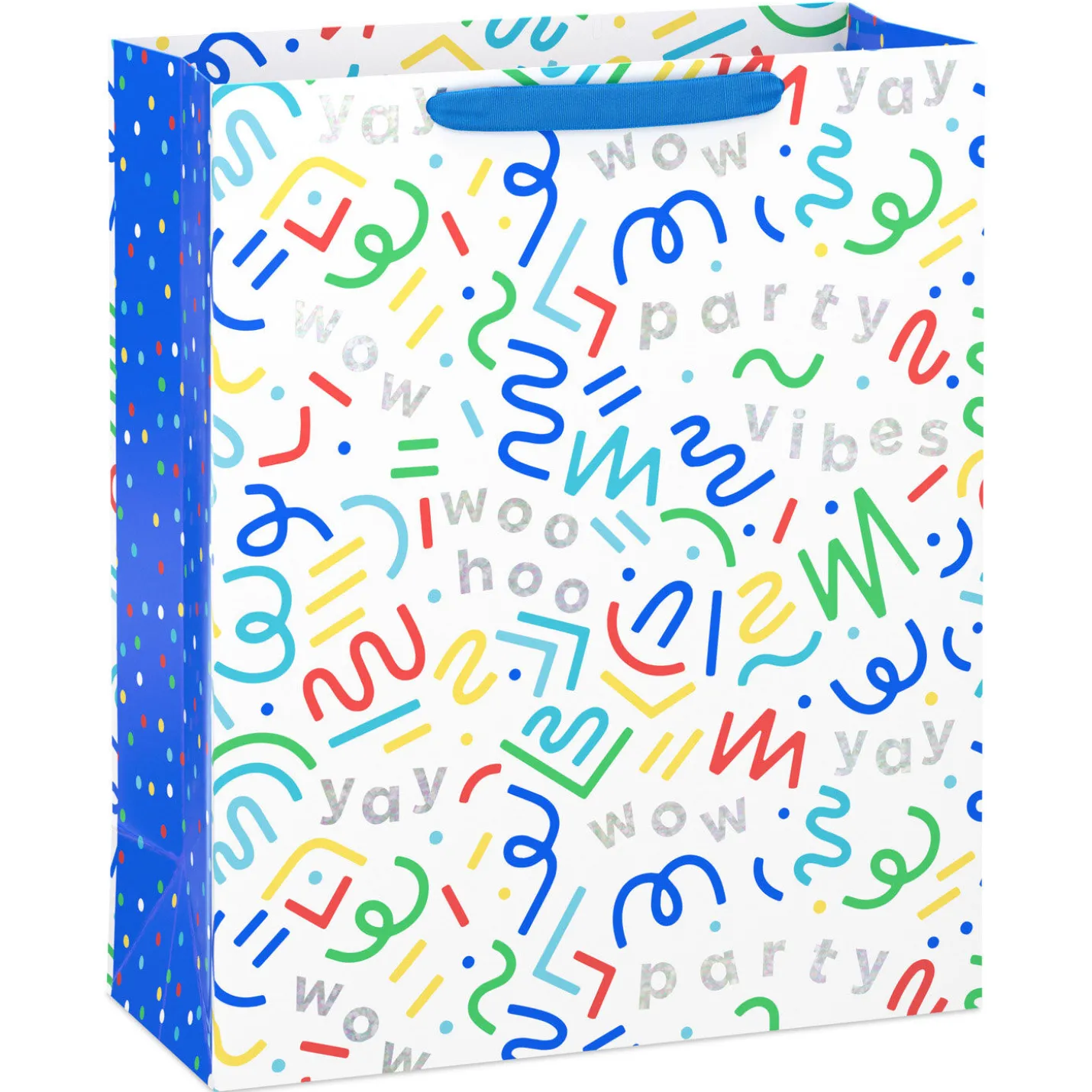 15.5" Colorful Squiggles and Party Vibes Extra-Large Gift Bag