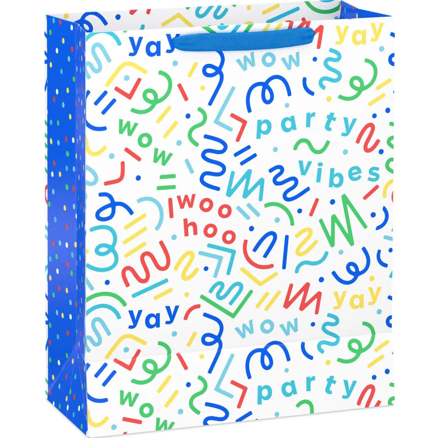 15.5" Colorful Squiggles and Party Vibes Extra-Large Gift Bag