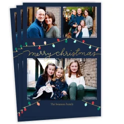 Colorful String Lights Flat Christmas Photo Card