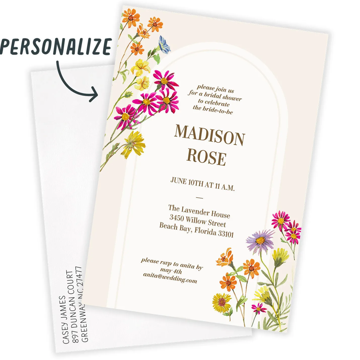 Colorful Wildflowers Bridal Shower Invitation