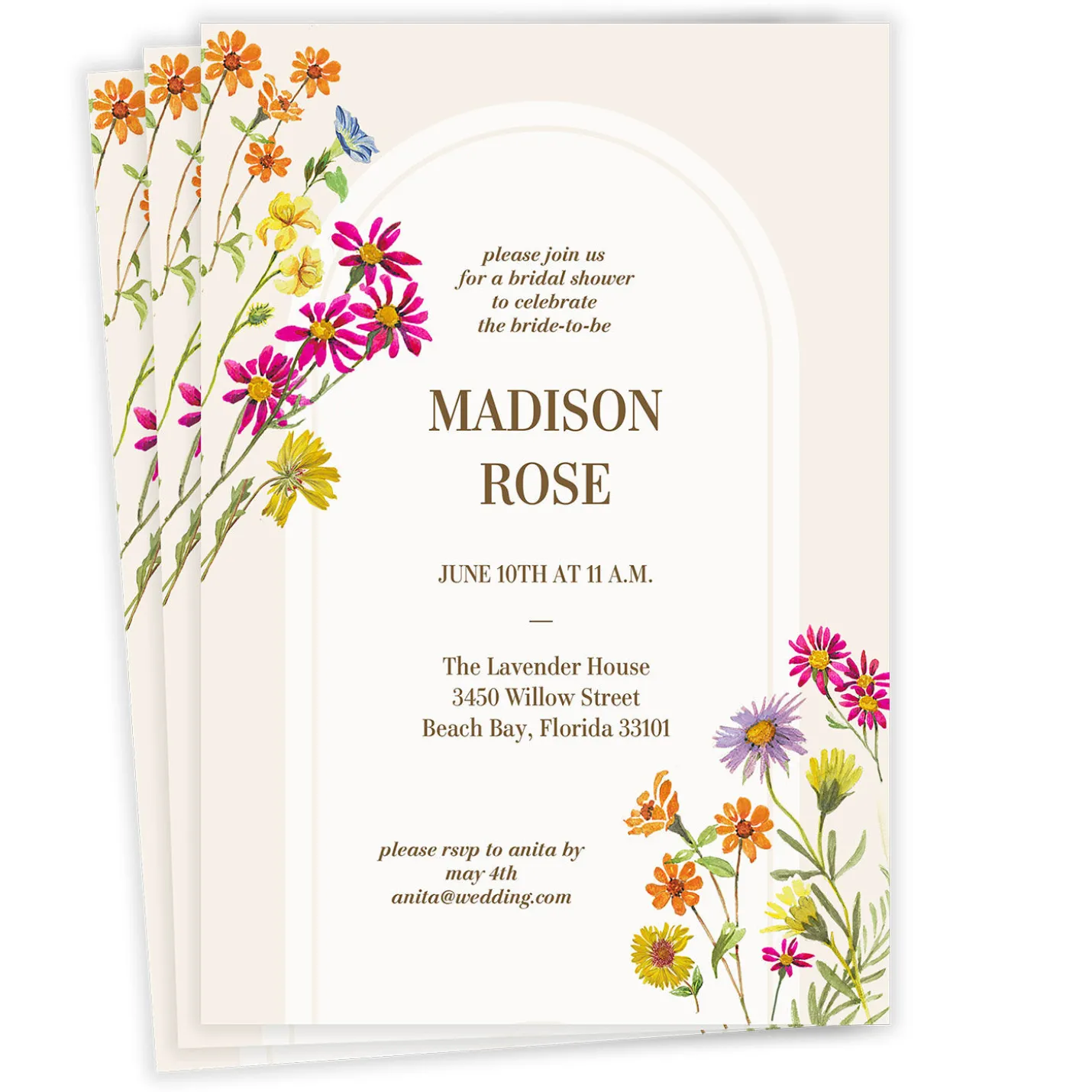 Colorful Wildflowers Bridal Shower Invitation