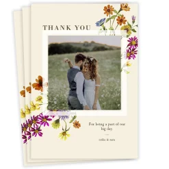 Colorful Wildflowers Wedding Thank-You Card