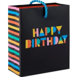 4.6" Colorful Wishes on Black Birthday Gift Card Holder Mini Bag