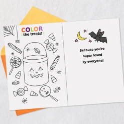 Color the Treats Halloween Card with Activities for Granddaughter