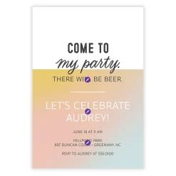 Come to My Party Ombré Invitation