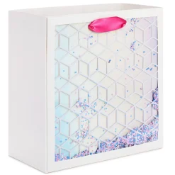 10.4" Confetti and Silver Foil Large Square Gift Bag