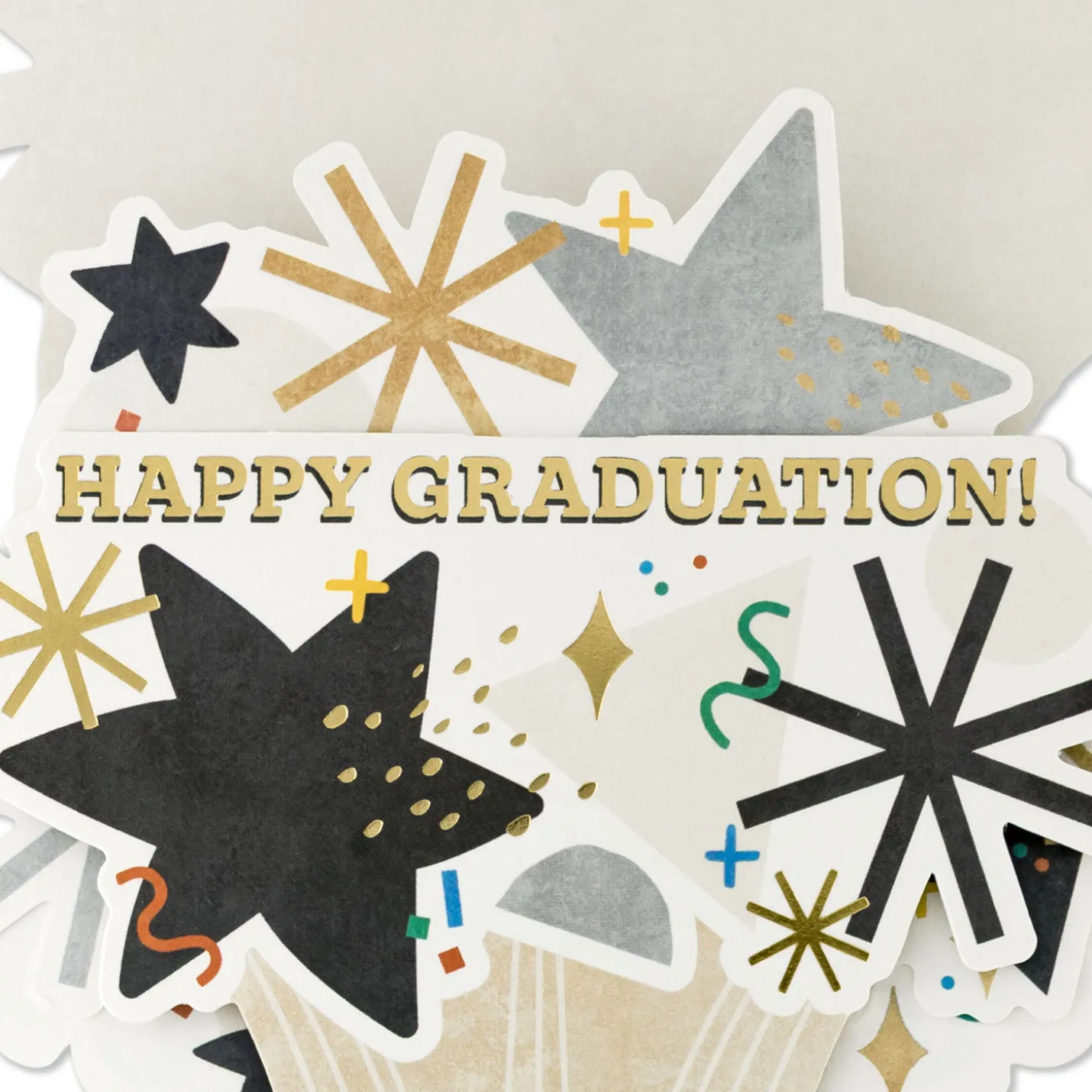 Confetti and Stars Bouquet Paper Craft Pop-Up Graduation Card With Motion