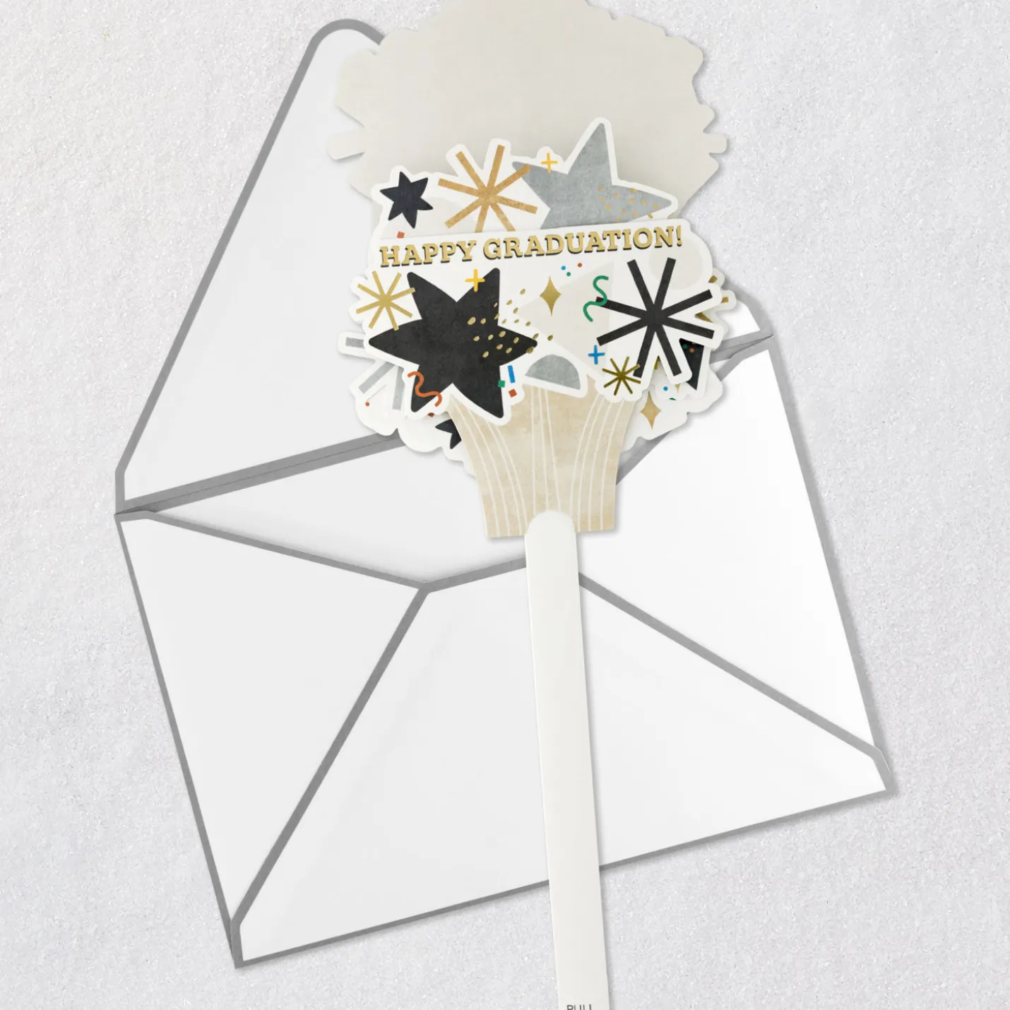 Confetti and Stars Bouquet Paper Craft Pop-Up Graduation Card With Motion