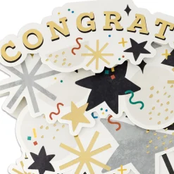 Confetti and Stars Bouquet Paper Craft Pop-Up Graduation Card With Motion