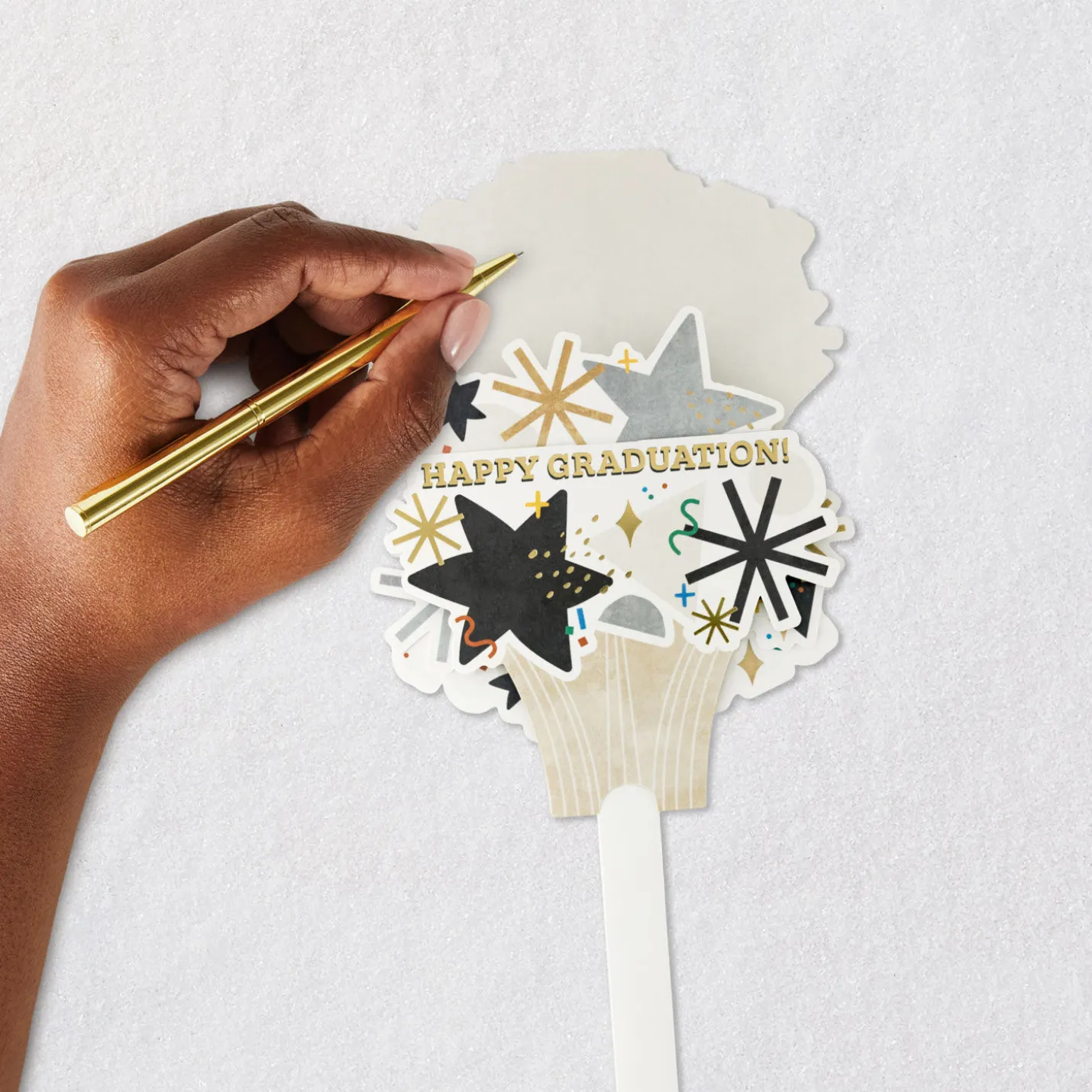 Confetti and Stars Bouquet Paper Craft Pop-Up Graduation Card With Motion
