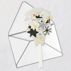 Confetti and Stars Bouquet Paper Craft Pop-Up Graduation Card With Motion