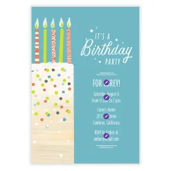 Confetti Birthday Cake Flat Birthday Invitation